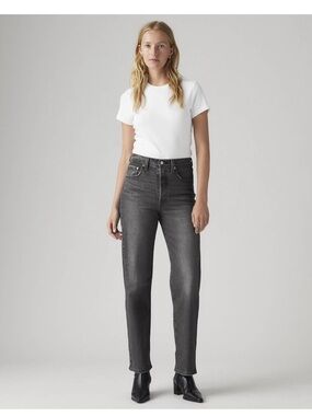 Levi’s Ribcage High-Rise Straight Ankle Women’s Jeans - Faded Black / Gray